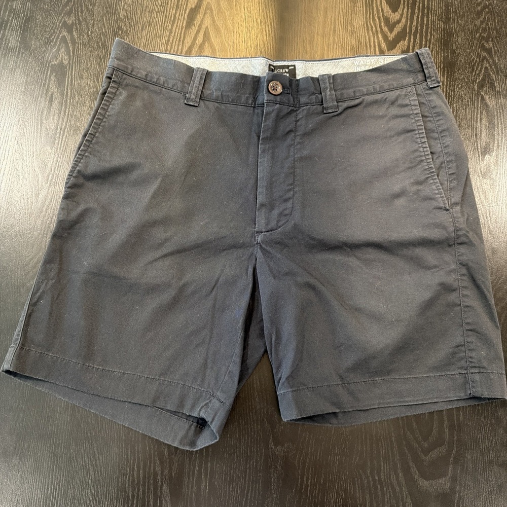 J.Crew Men's Chino Shorts Navy Cotton Blend Size 31 Classic Stylish Comfortable